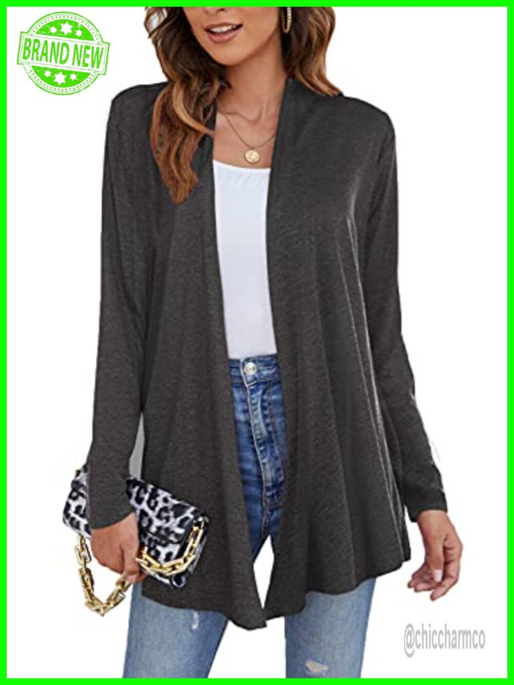 Women's Lightweight Open Front Long Sleeve Drape Cardigan Sweater